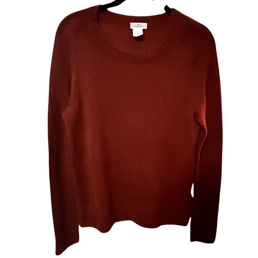 J.CREW CASHMERE WOOL Sweater Rust Pumpkin Crewneck Lightweight Knit Medium
